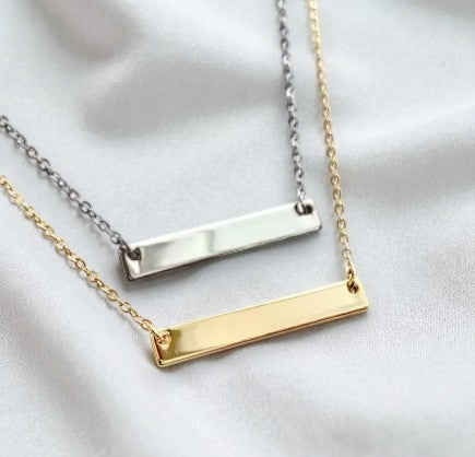 Personalized Gold/Silver Necklace with Bar Pendant